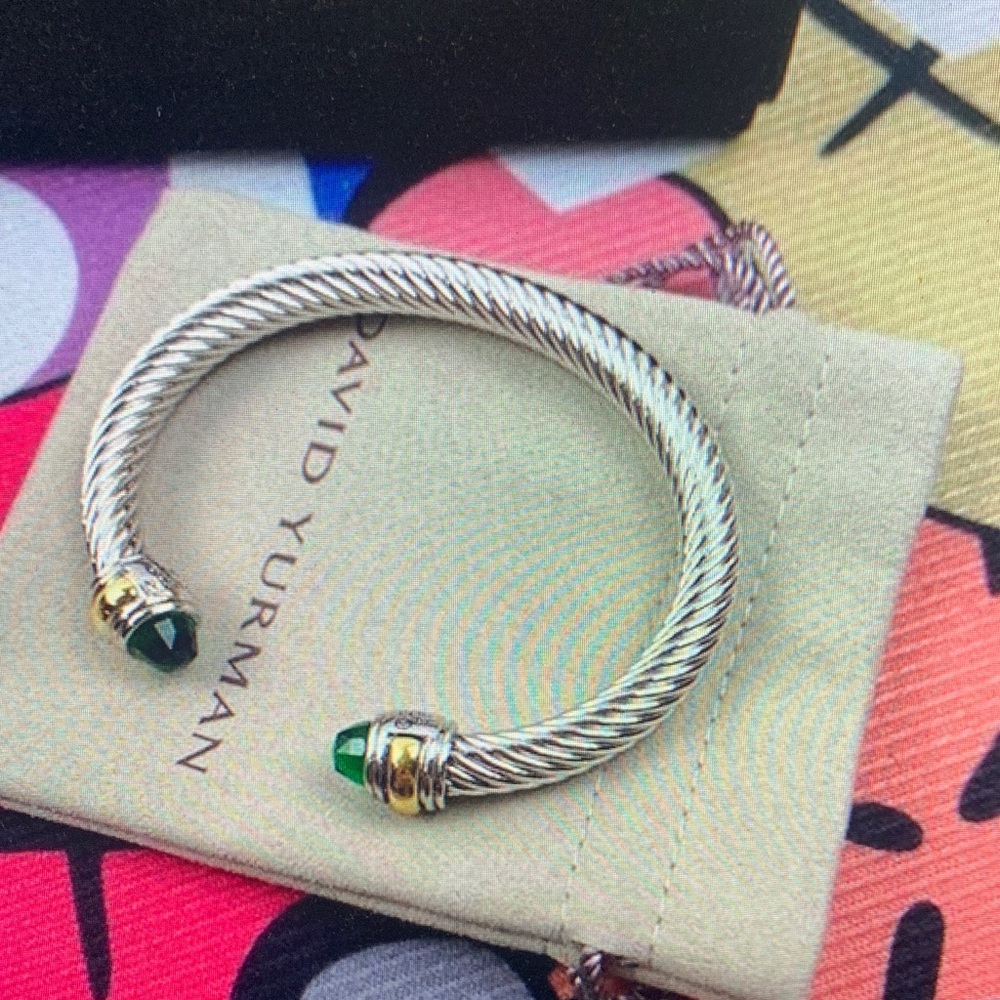 DavidYurman Silver Bracelet with Gold and Green Details